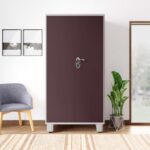 Godrej Interio Almirah Wardrobe H1 2-Door Steel Almirah, Cupboard For Clothes (Textured Shellwine Red), 1-Year Warranty, Led Light, 1 Locker, 1 Drawer