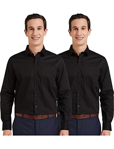 Amazon Brand – Symbol Men’S Solid Regular Formal Shirt (Pack Of 2) (Ss20-Sym-Fs-01_Epp-1B_Black 40)