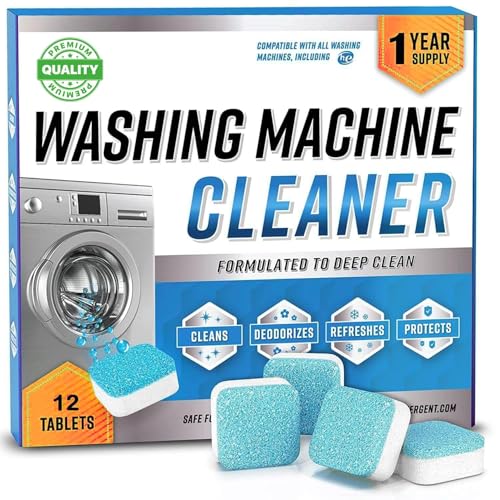 Mixosa Washing Machine Cleaner Descaler 12 Pack – Deep Cleaning Tablets For He Front Loader & Top Load Washer, Clean Inside Drum And Laundry Tub Seal (Washing Machine Cleaner Tablets – 12 Pack)
