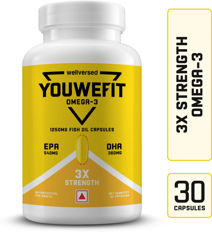 Youwefit Omega-3 Fish Oil | 1250Mg Triple Strength Capsules | No Fishy Burps(30 Capsules)