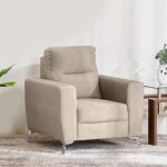 Home Centre 1 Seater Helios Vive Fabric Sofa| Fabric Sofa| (Beige) |1 Year Warranty