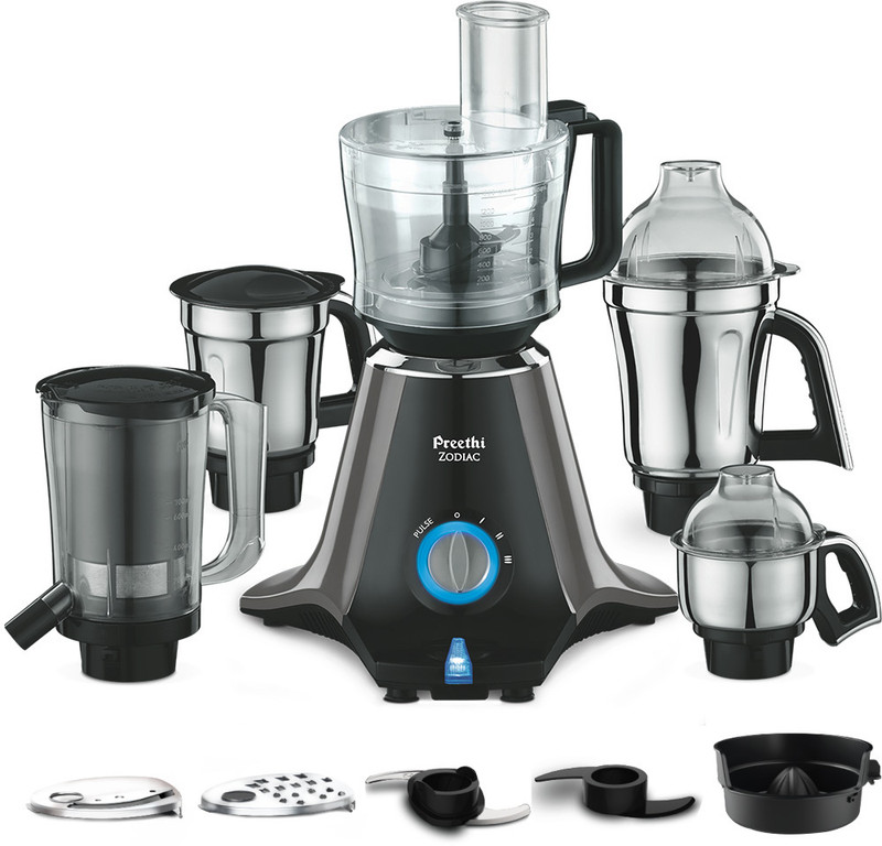 Preethi Zodiac 750 W Juicer Mixer Grinder(Mg-218 | 5 Jars | Black/Light Grey)