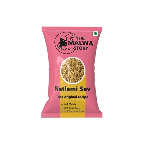 Original Ratlami Sev By The Malwa Story 200Gm | Cooked And Packed In Ujjain, Madhya Pradesh | Authentic Recipe And Taste | No Maida | Spicy And Crunchy | Perfect For Poha | Evening Snack