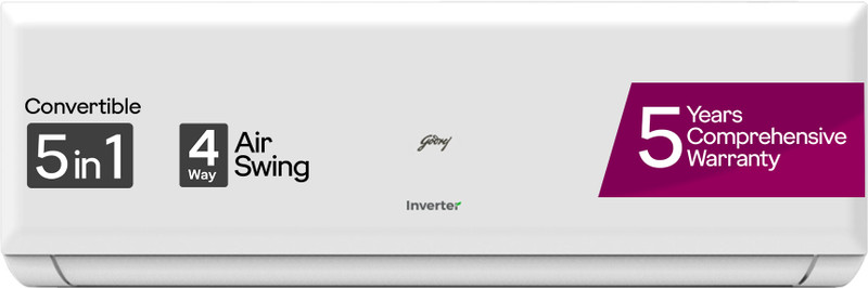 Godrej 5-In-1 Convertible Cooling 2023 Model 1.5 Ton 4 Star Split Inverter With 4 Way Swing And Tri Filtration System Ac – White(Ei 18Pinv4R32-Wwp, Copper Condenser)