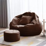 Furnigully 4Xl 4Xl Bean Bag With Footrest & Cushion Ready To Use With Beans (Brown – 4Xl) Bean Bag Chair  With Bean Filling(Brown)