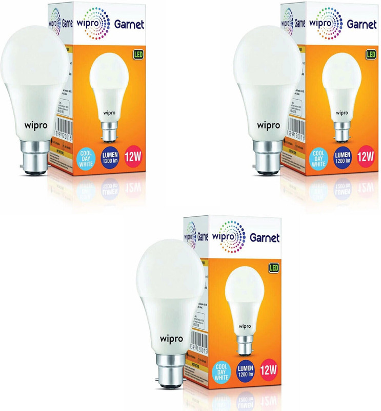 Wipro 12 W Basic Standard B22 Led Bulb(White, Pack Of 3)