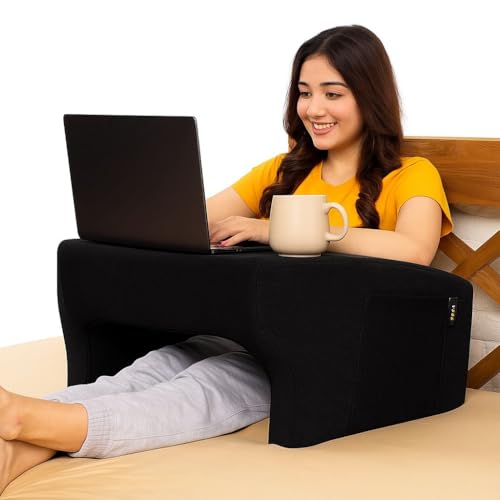 Portia Lap Desk Pillow (68 X 58 Cms) – Portable Laptop Table For Bed, Sofa, Or Floor | Ergonomic Design With Armrests For Gaming, Reading, Studying & Working (Grey)