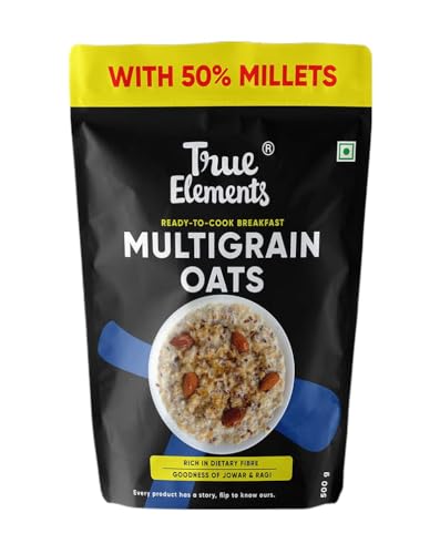 True Elements Multigrain Oats 500G – Jowar And Ragi | Oatmeal | Oats For Weight Loss | Millet Rich Breakfast | Healthy Breakfast | Rich In Fibre And Protein