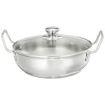 Amazon Brand – Solimo Cookware Karahi/Wok (1.5L) | Food-Grade Stainless Steel | Even Heat Distribution | 1 Yr Warranty | Induction & Versatile Heat Source Compatible
