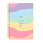 Doodle Undated Daily Planner I A5 I Hard Cover I Wiro Bound I192 Ruled Pages I 80 Gsm I Lay Flat Design I Metal Corners I Plan Your Day, To Do List, (Rainbow Plans)