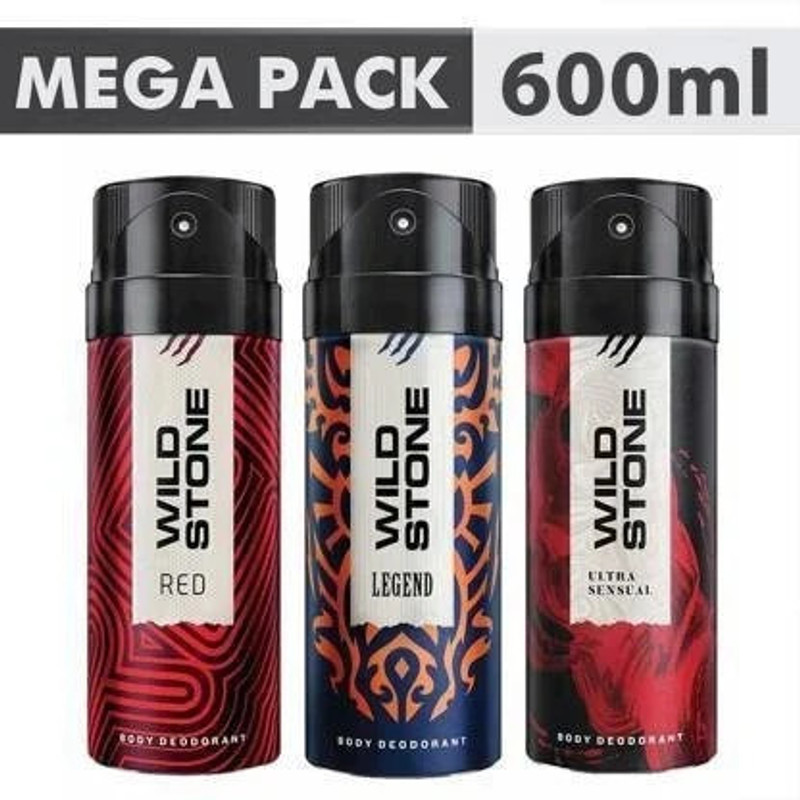 Wild Stone Ultra Sensual , Red & Legend (200 Ml Each) Deodorant Spray  –  For Men(600 Ml, Pack Of 3)
