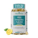 Neuherbs Mini Deep Sea Omega 3 Fish Oil Capsules 1000Mg Supplement | Epa – 360Mg, Dha – 240Mg | With Vitamin E & D3 | Suppots Heart, Brain, Muscle & Joint Health| Lemon Flavour – 60 Softgels