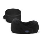 Portia Travel Neck Pillow With 2 Extra Sleeves (26 X 25 Cms) – Premium Memory Foam Support For Flights & Car Rides | Adjustable Head And Neck Rest For Comfortable Sleep- Black