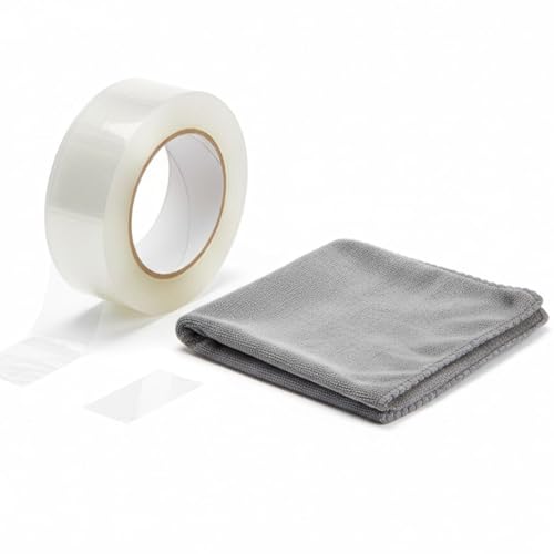 Uflow Double Sided 3M Tape Heavy Duty With 10 By 10 Cm Microfiber Cloth – Multipurpose Removable Traceless Mounting Adhesive Tape For Wall, Washable Reusable Strong Sticky Strips Grip Tape – Pack Of 1