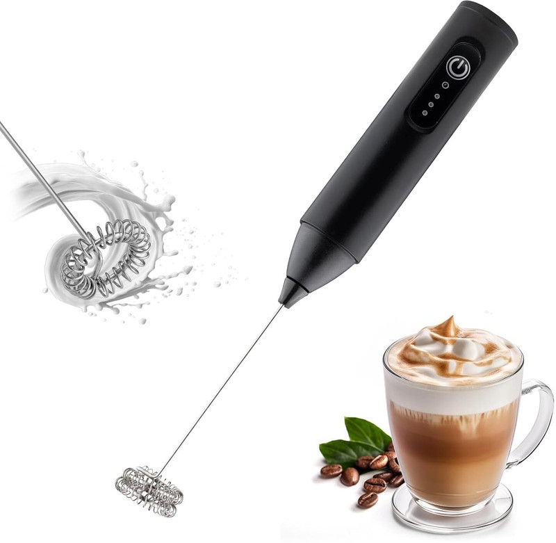 Trichkshu 50 W Black Hand Blender(Rechargeable Milk Frother For Coffee – 3-Speed Electric Coffee Frother)