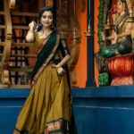 Pavitraa Sarees Solid Semi Stitched Lehenga Choli(Gold, Green)