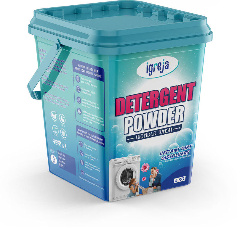 Igreja Bright Like New Front/Top Load Wonder Wash Blue Detergent Powder 5 Kg Detergent Powder (Fresh)(5 Kg)