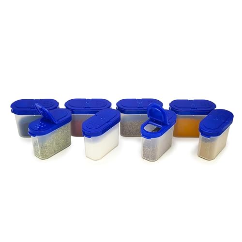 Happy Cove Modular Wonder Spice Shaker And Sprinkler Set | Airtight | Stackable | Leakproof | Bpa Free | Kitchen & Pantry Storage | Set Of 8 | 150Ml (Blue)