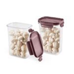 Cello Modulock Rectangular Kitchen Storage Containers Set Of 2, (2 X 1200 Ml), Burgundy | Food Grade, Bpa Free, Air Tight Clip, Stackable |Multipurpose Plastic Storage Container Sets For Home Kitchen