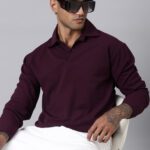 Lewel Solid Men Polo Neck Maroon T-Shirt