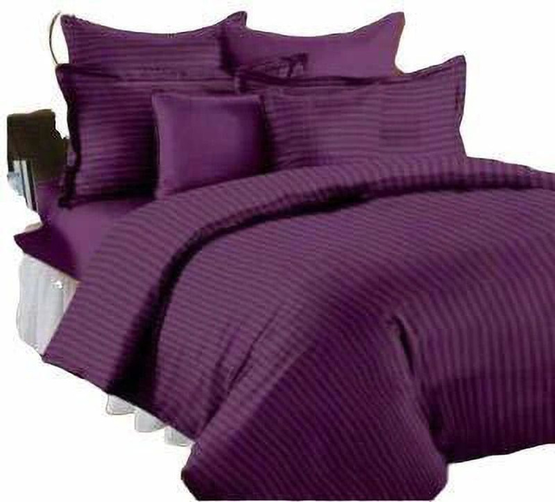 Eleganzze Cotton King Flat 300 Tc Floral Bedsheet(Pack Of 1, Purple)