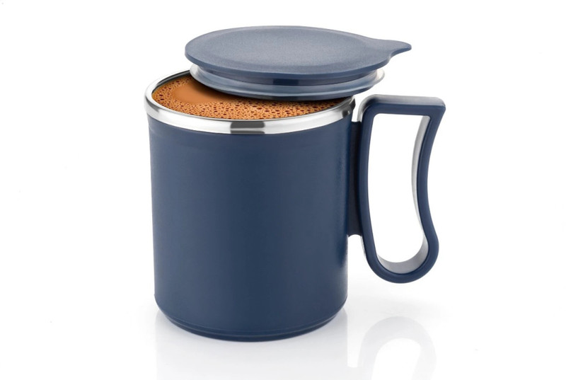 Offyx Stainless Steel Tea Cup Stainless Steel Coffee With Lid (300 Ml) (Grey) Stainless Steel Coffee Mug(300 Ml)