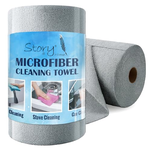 Story@Home Microfiber Kitchen Towel Roll Perfect Kitchen Accessories Items For Home – 4000 Times Washable, Microfiber Cleaning Cloth Ultra Ab Sorbent Lint Free Reusable Cloths, (Grey, 20 Pack)