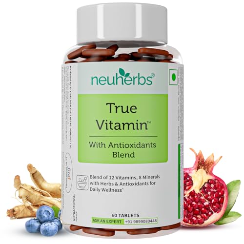 Neuherbs True Vitamin With Iodine Multivitamin With Zinc, Vitamin C, Vitamin-D, Gingseng, Ginkgo Biloba, Coenzyme Q-10, Lutein & Choline For Men And Women