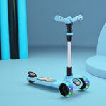 Miss & Chief Spartan Penguin 3 Wheel Kick Scooter,Foldable With Led Wheels,Adjustable Height(Blue)