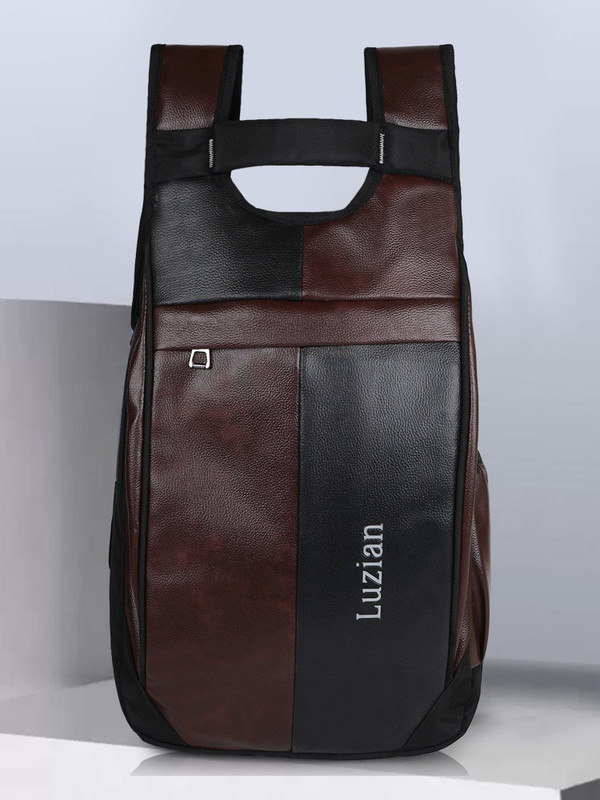 Luzian Trendy Unisex 28 L Laptop Backpack(Brown, Black)