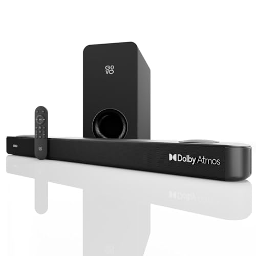 Govo Gosurround 975 | 4.1 (2.1.2) Channel, 400W Soundbar With True Dolby Atmos®, 6.5″ Subwoofer, Opt, Aux, Usb & Bluetooth, 3 Equalizer Modes, Stylish Remote & Led Display (Platinum Black)