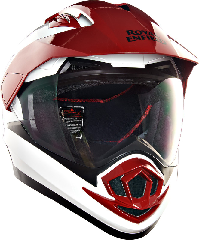 Royal Enfield Escapade Dual Sport Isi & Dot Certified With Visor Motorbike Helmet(White & Red)