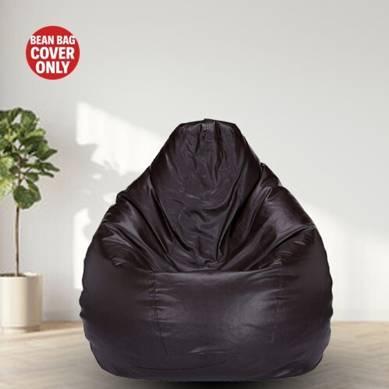 Gunj Xl Tear Drop Bean Bag Cover  (Without Beans)(Brown, Blue)