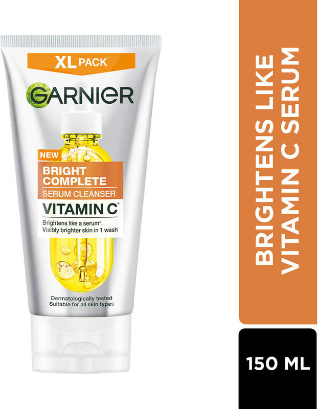 Garnier Vitamin C + Serum Cleanser For Instant Brightening | For All Skin Types | Face Wash(150 G)