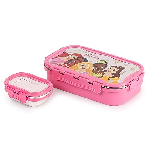Cello Thermo Click Toons Medium | 100% Food Grade | Leak Proof & Break Resistant | 2 Containers Lunch Box, 915 Ml, Pink