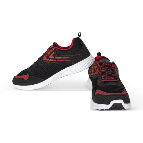Vector X Thunder Storm Running Shoe Tennis Shoes | Eva Outsole With Synthetic Upper With Breathable Mesh Lightweight Sport Gym Jogging Walking Sneakers (Red-Black, Size: 4)