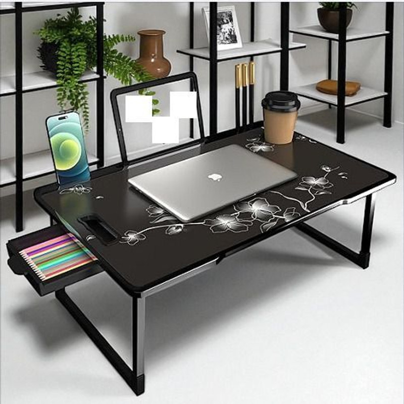Hevenq Wood Portable Laptop Table(Finish Color – Black, Diy(Do-It-Yourself))