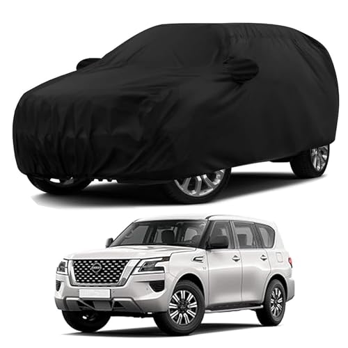 Sulfar 100% Water Resistant Car Body Cover Compatible With Mirror For Nissan Patrol (Triple Stitched, Full Bottom Elastic, Black)