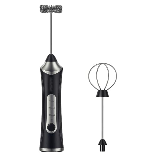 Saleon Milk Frother, Electric Whisk Drink Mixer 6 Month Warranty Rechargeable Handheld Coffee Frother With 3 Speeds, Double Whisk Heads, And Type-C Usb Charging