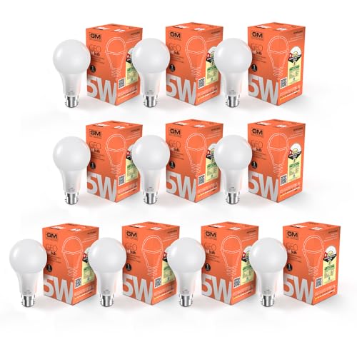 Geo 5 Watt Led Bulb | Excellent Cri | Zero Maintenance | High Durability | 85% Energy Saving | Surge Protection | Cool Day Light | Multiple Wattages | Eco-Friendly – Pack Of 10