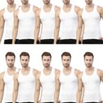 Dixcy Scott Originals Men’S Solid 100% Combed Cotton Itch -Free & Comfortable U-Neck Sleeveless White Under Shirt Basic Fit Vest Innerwear – White (Pack Of 10)