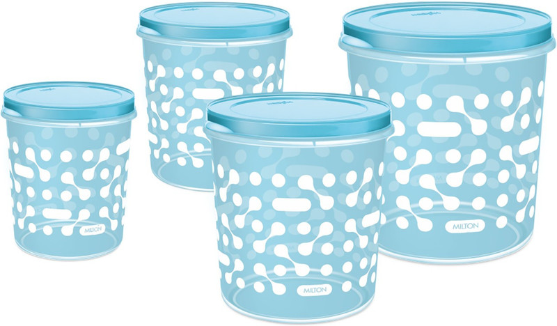 Milton Plastic Cookie Jar – 1000 Ml, 2000 Ml, 3000 Ml, 5000 Ml(Pack Of 4, Blue)