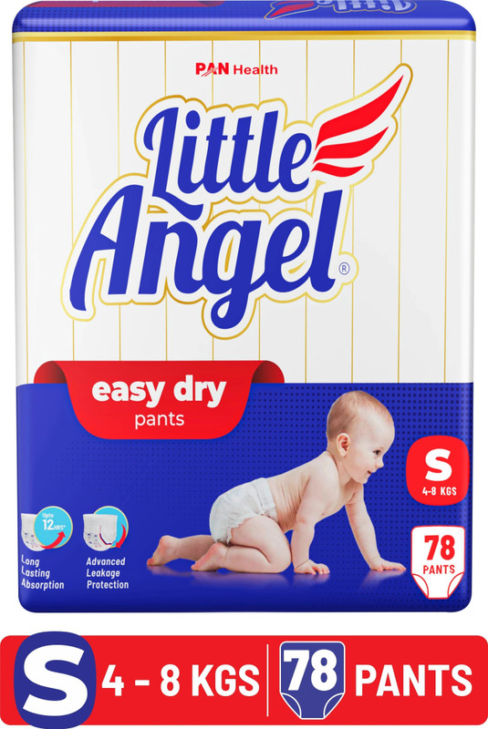 Little Angel Easy Dry Pull-Up Diaper Pants Small Size, 4-8Kg – S(78 Pieces)