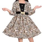 Sk Jj Dresses Girls Below Knee Casual Dress(Multicolor, 3/4 Sleeve)