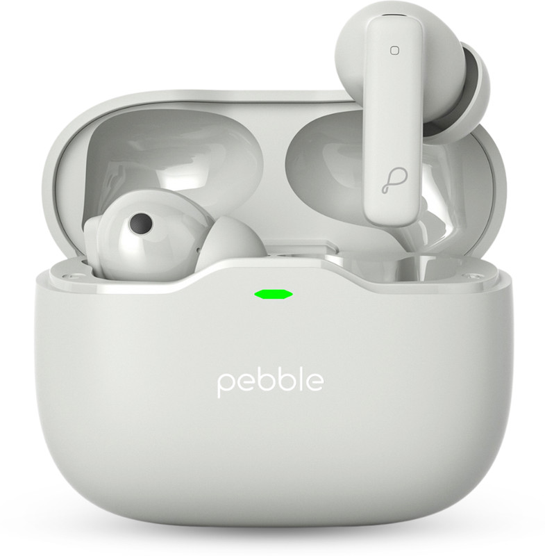 Pebble Blissbuds Ultra With Deep Bass, Anc, Enc Quad Mic, Dual Pairing, Clear Voice Bluetooth Gaming(Cool White, In The Ear)