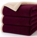 Bsb Home Ultra-Soft Flannel Sherpa Blanket For Double Bed | 500 Gsm | Premium Warm & Cozy Winter Blanket | Reversible Dual-Layer Flannel And Sherpa – Maroon & Beige Weight – 3.2 Kg