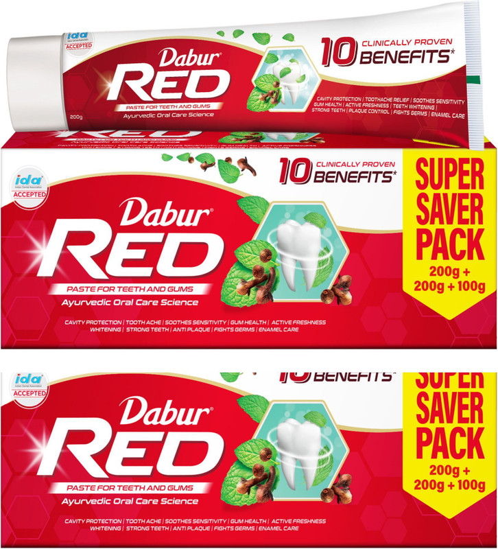 Dabur Red Ayurvedic Paste (Combo Pack 1+1, 500G-Each) Toothpaste(1000 G, Pack Of 2)