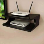 Hapy Haven Set Top Box Stand, Wifi Router Holder And Stand Shelves For Living Room Mdf (Medium Density Fiber) Wall Shelf(Number Of Shelves – 1, Black)