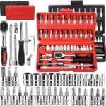 Nka 46-Tl-Kt High Quality 46Pcs 1/4-Inch Socket Set Tool Ratchet Wrench Tool Kit Household Tool Box
