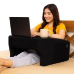 Portia Lap Desk Pillow (68 X 58 Cms) – Portable Laptop Table For Bed, Sofa, Or Floor | Ergonomic Design With Armrests For Gaming, Reading, Studying & Working (Grey)